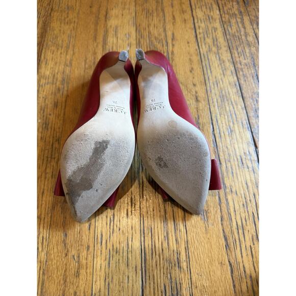 J.Crew Collection Pumps Womens Size 7.5 Red Made in Italy Leather Bow Stiletto - Picture 9 of 10